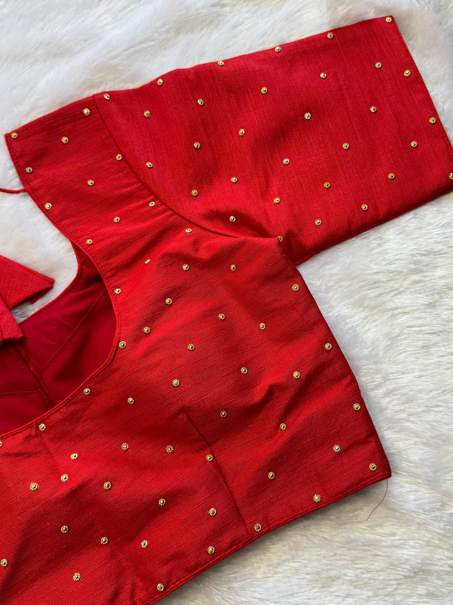 Velvet Readymade Blouse with Zari Buttas - Size : 36 [Opens upto 40]