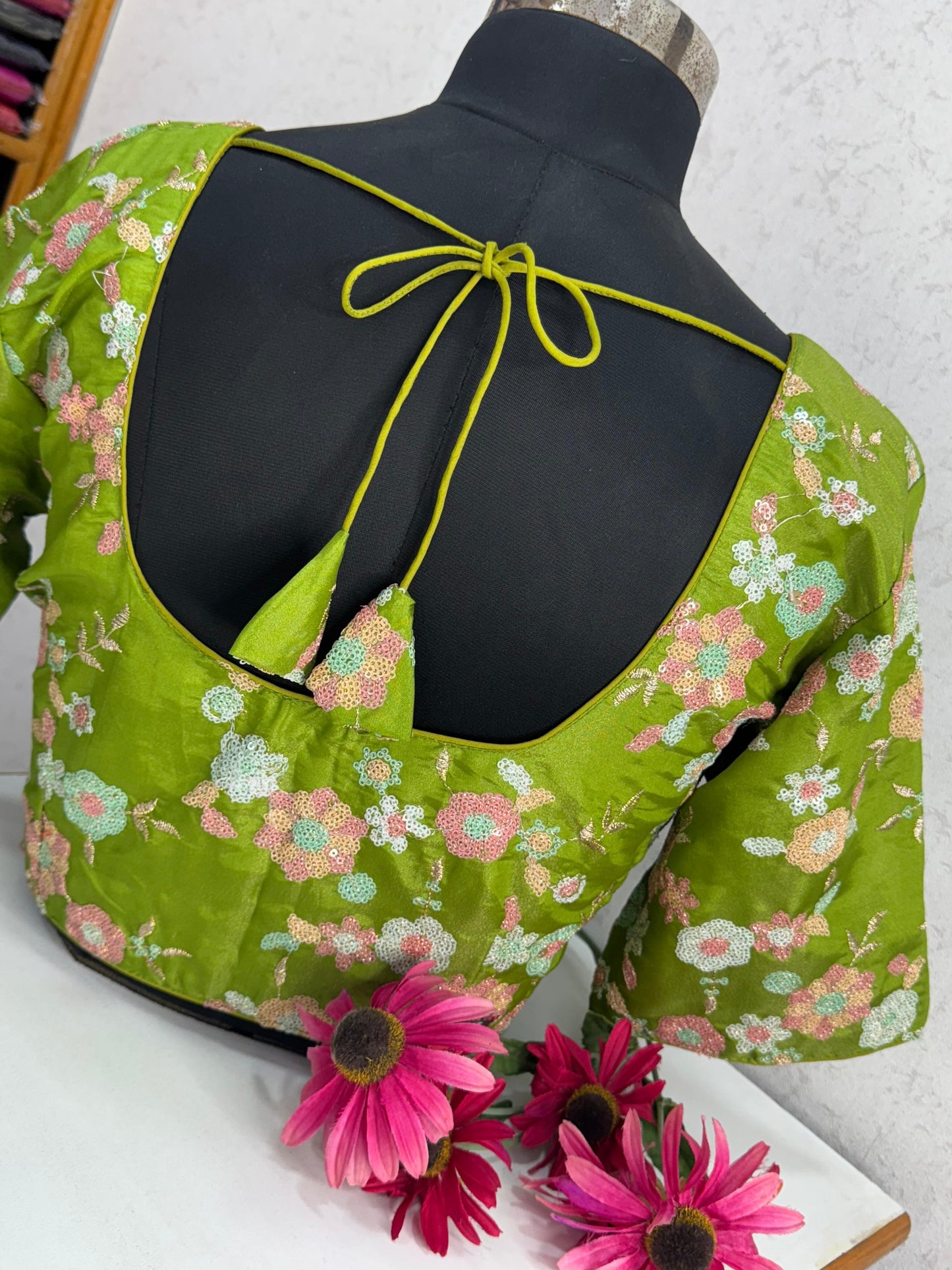 Designer Readymade Blouse with Sequin Work Size 30 [expandable up to 44]