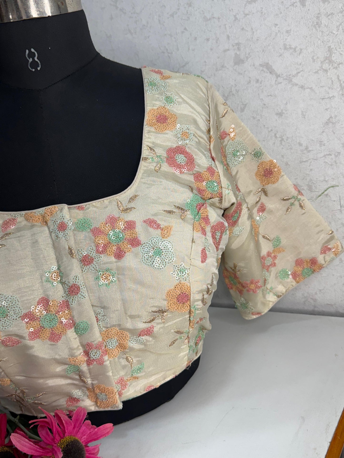 Designer Readymade Blouse with Sequin Work Size 30 [expandable up to 44]
