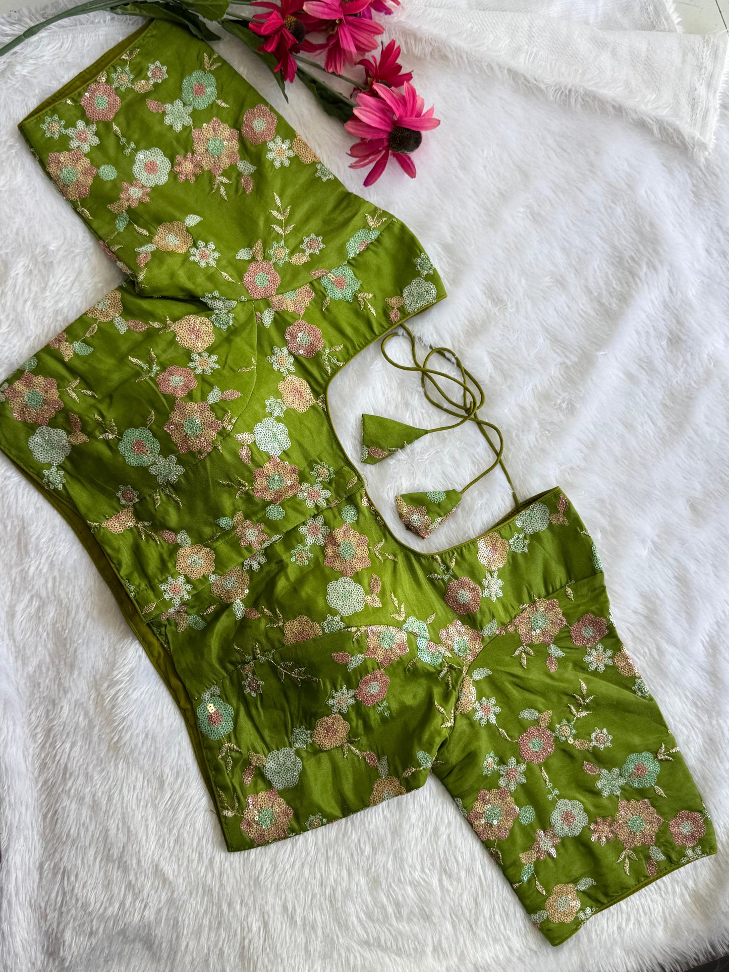 Designer Readymade Blouse with Sequin Work Size 30 [expandable up to 44]