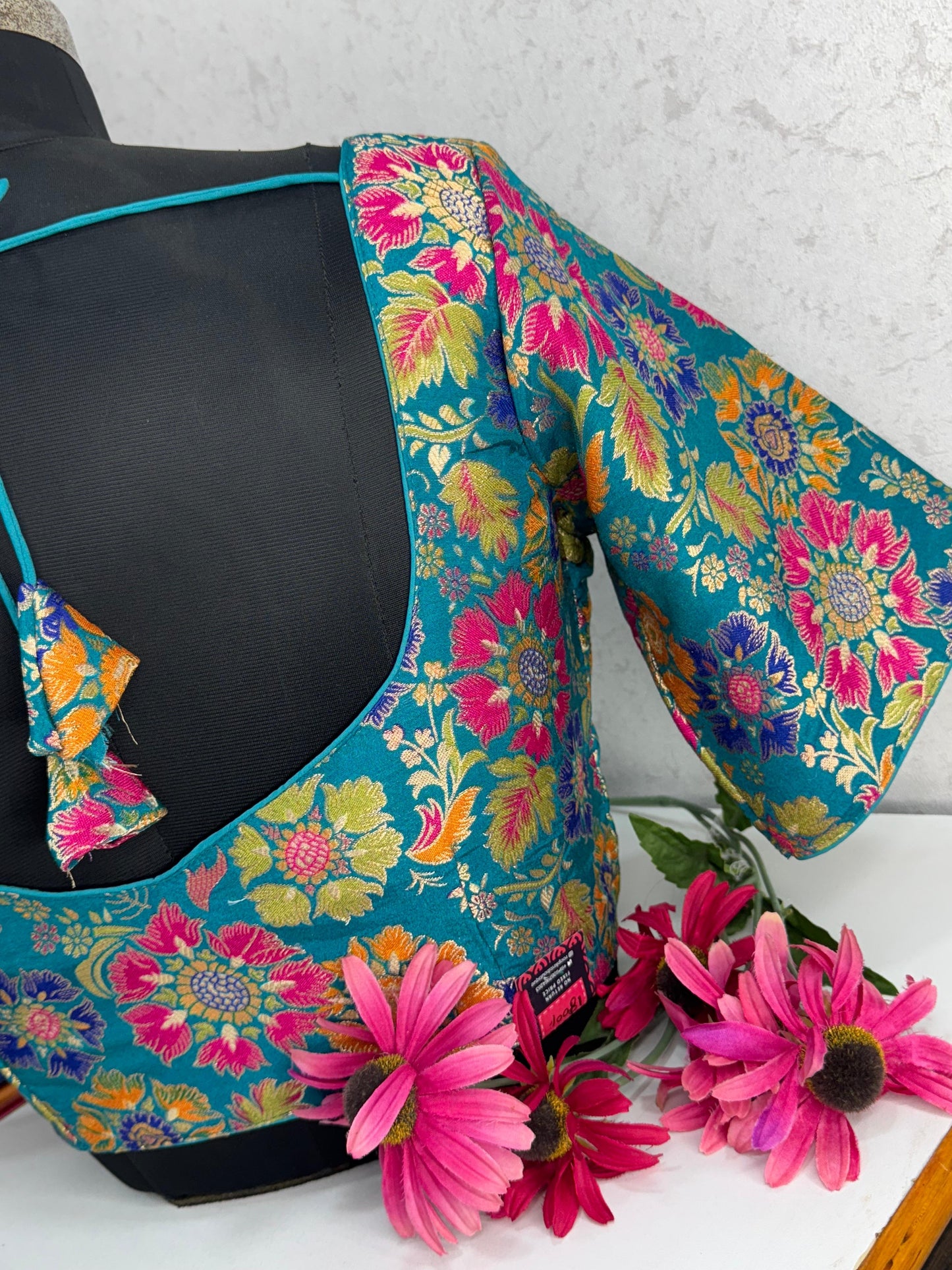 Premium Banarasi Multi Coloured Readymade Blouse Size 38 [expandable up to 42]