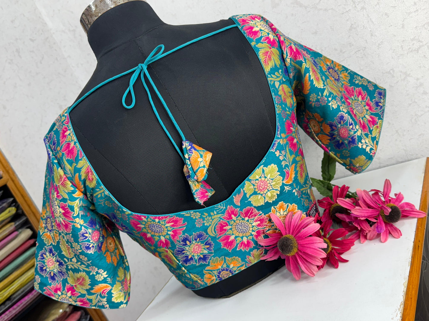 Premium Banarasi Multi Coloured Readymade Blouse Size 38 [expandable up to 42]