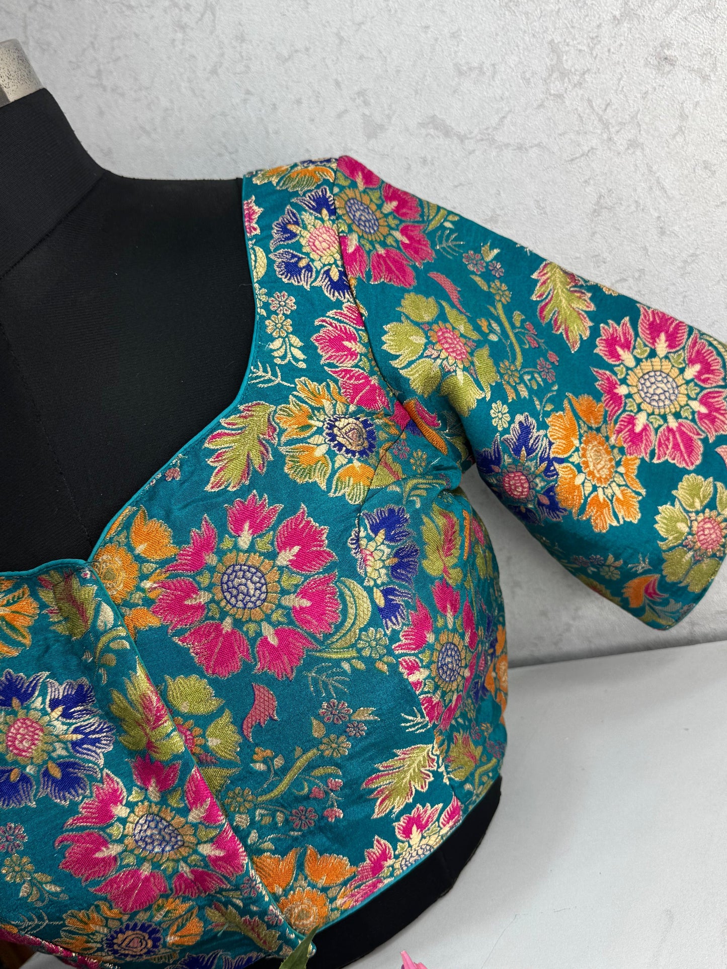 Premium Banarasi Multi Coloured Readymade Blouse Size 38 [expandable up to 42]