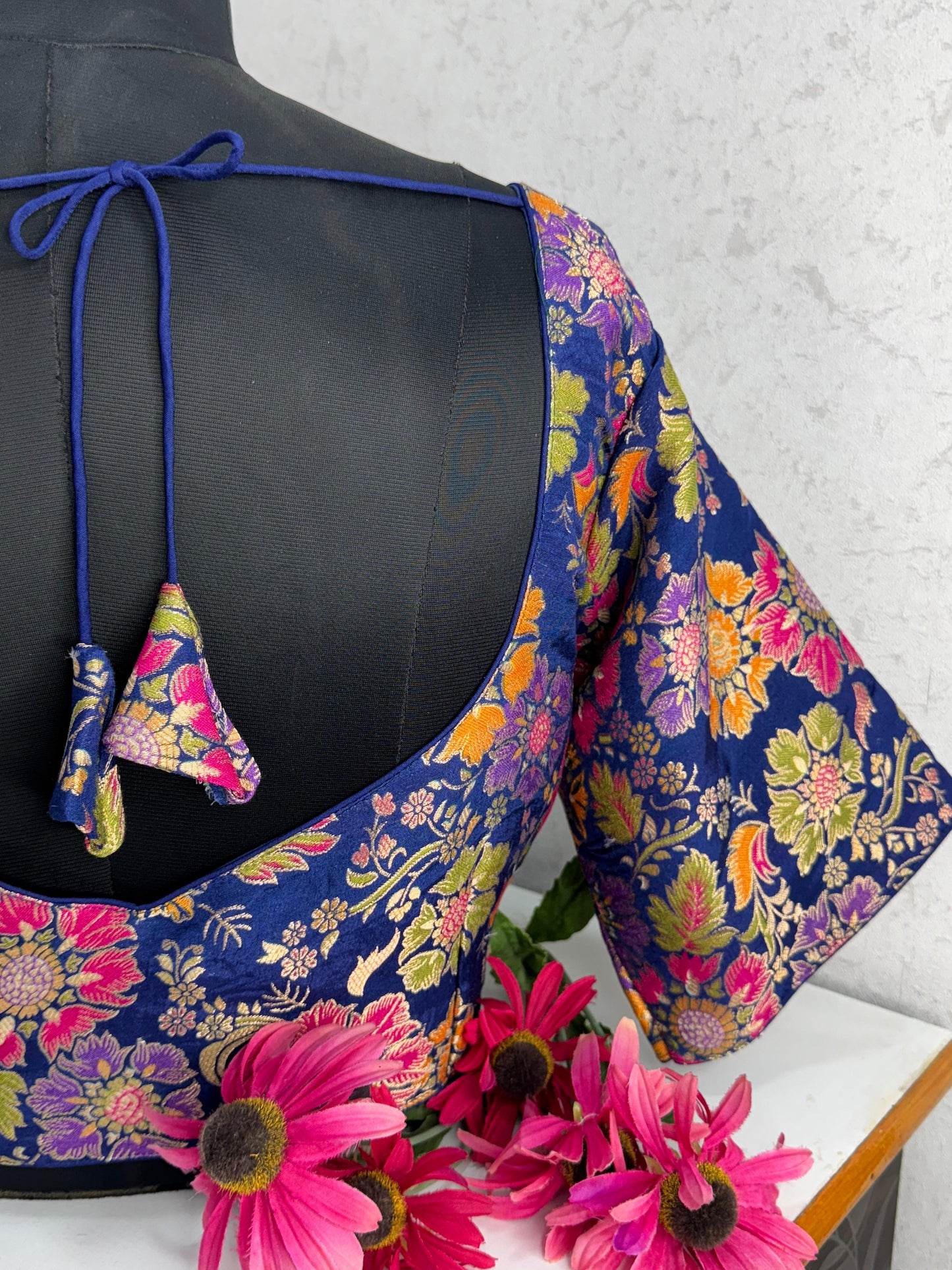 Premium Banarasi Multi Coloured Readymade Blouse Size 38 [expandable up to 42]