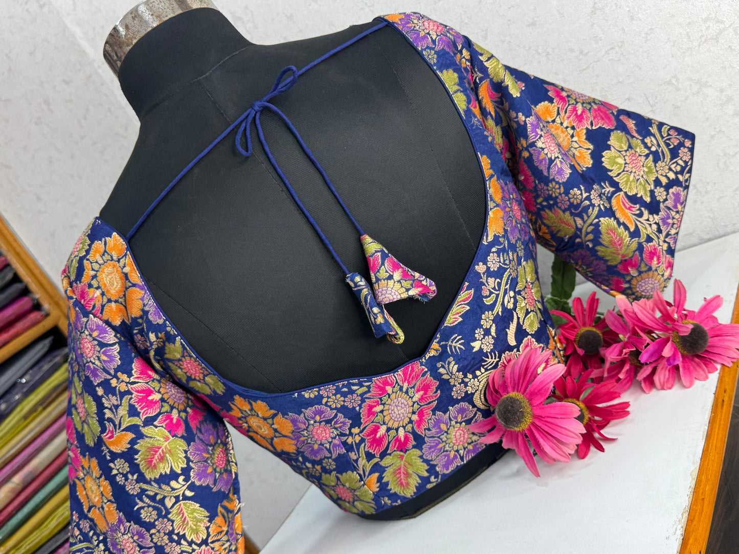 Premium Banarasi Multi Coloured Readymade Blouse Size 38 [expandable up to 42]
