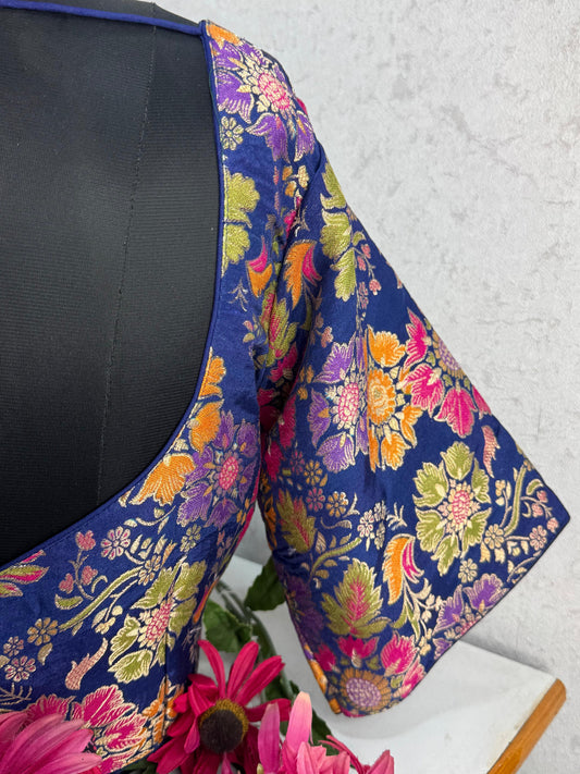 Premium Banarasi Multi Coloured Readymade Blouse Size 38 [expandable up to 42]