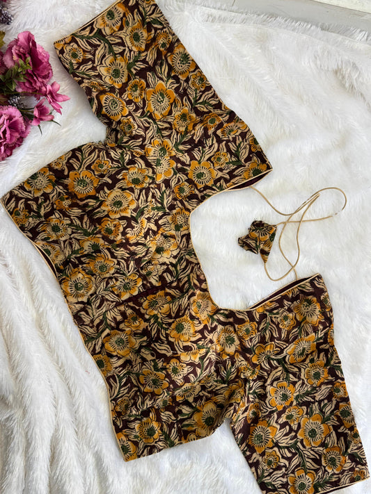 Pure Cotton Kalamkari Readymade Blouse Size 42 [expandable up to 46]