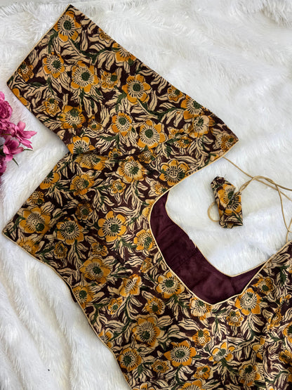 Pure Cotton Kalamkari Readymade Blouse Size 42 [expandable up to 46]