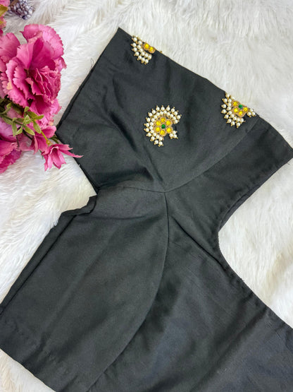 Black Aari Embroidery Blouse Size 34 [expandable up to 38]